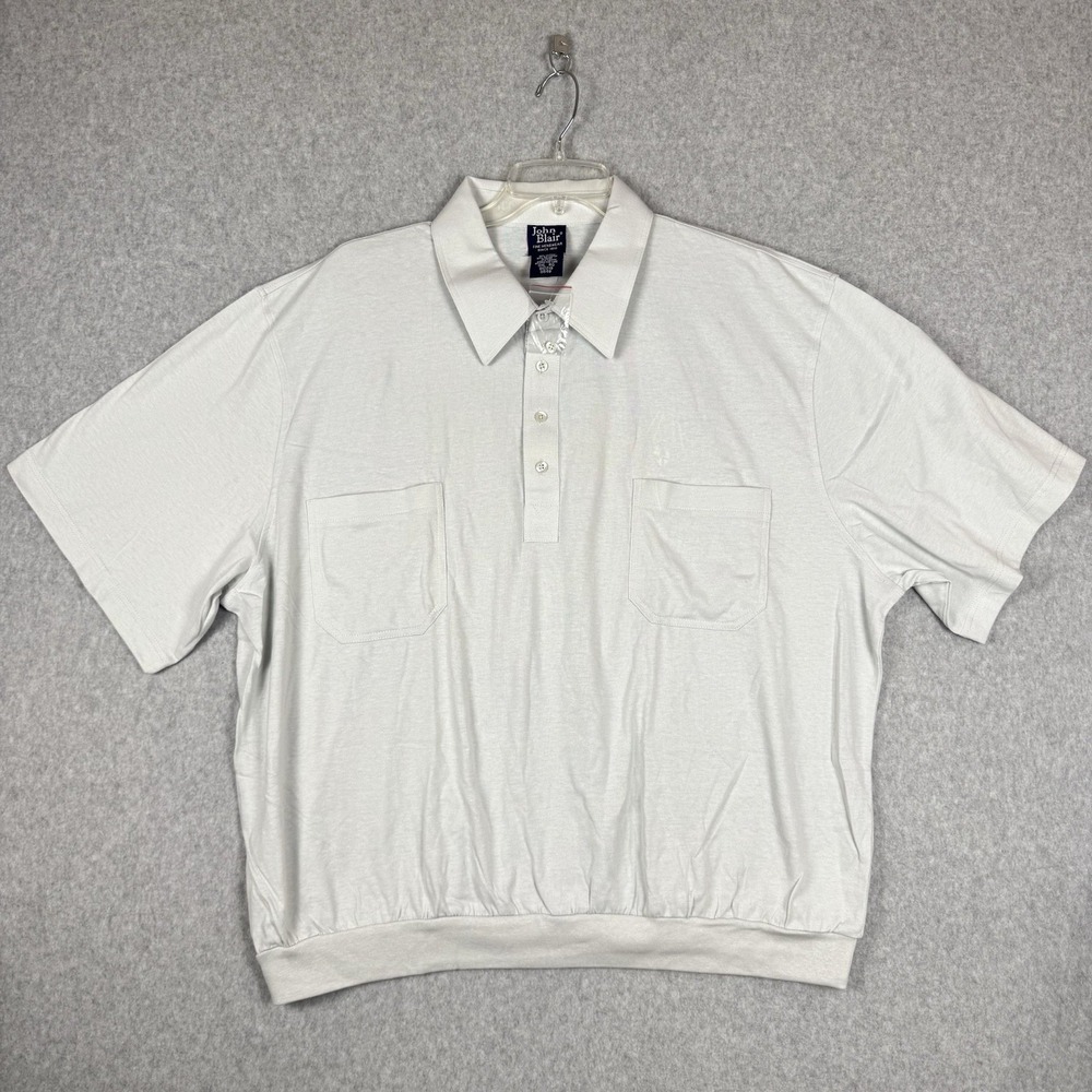 John Blair Polo Shirt Mens 3XL Gray Pullover Short Sleeve Pockets 90s Vtg NWOT